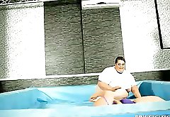 Huge fat BBWs perform in naked wrestling match