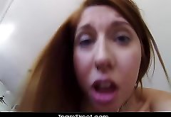 Fat ass hot redheaded babe Rose Red gets offered for a quick cash in exchange for a quick fuck by a photographer wannabe dude